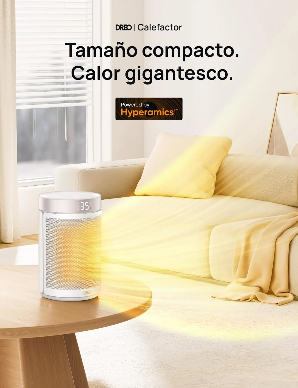 Vista 2 de Aquecedor Cerâmico Dreo 1500W Silencioso com Termostato Digital
