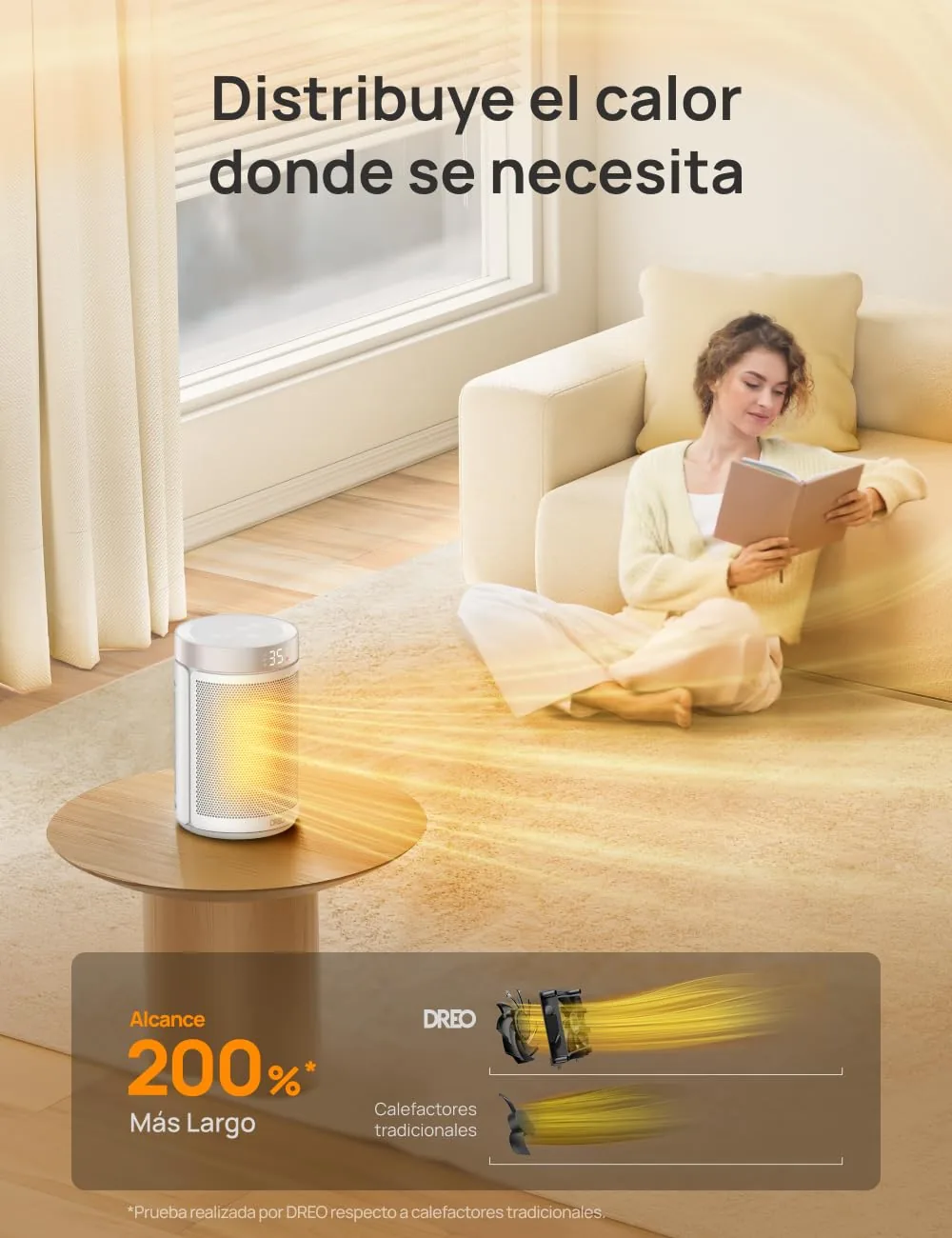 Vista 4 de Aquecedor Cerâmico Dreo 1500W Silencioso com Termostato Digital