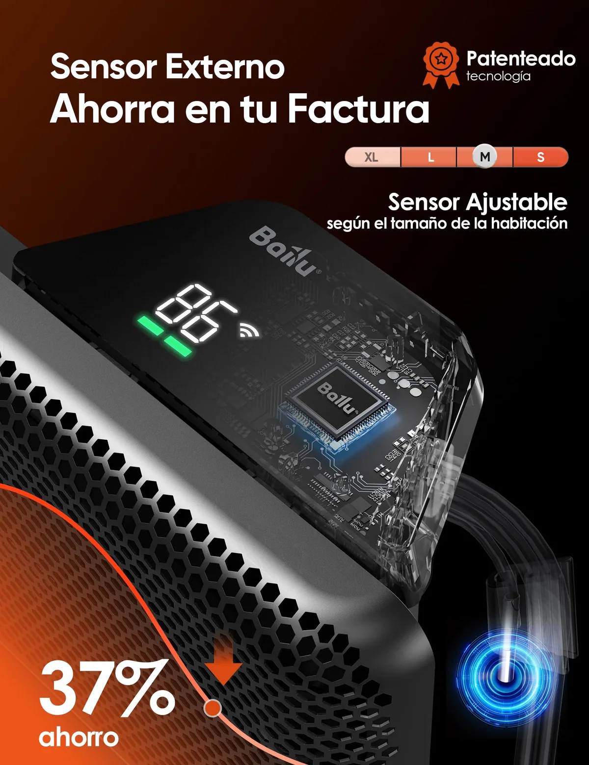 Vista 4 de Ballu Convector Elétrico Wi-Fi 1500W com App e Controle Remoto