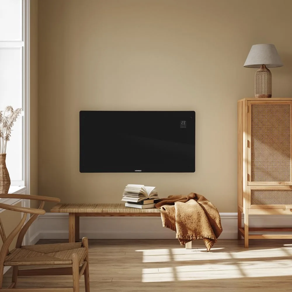 Vista 2 de VONROC Convector 2500W Wi-Fi com Painel de Vidro e IP24